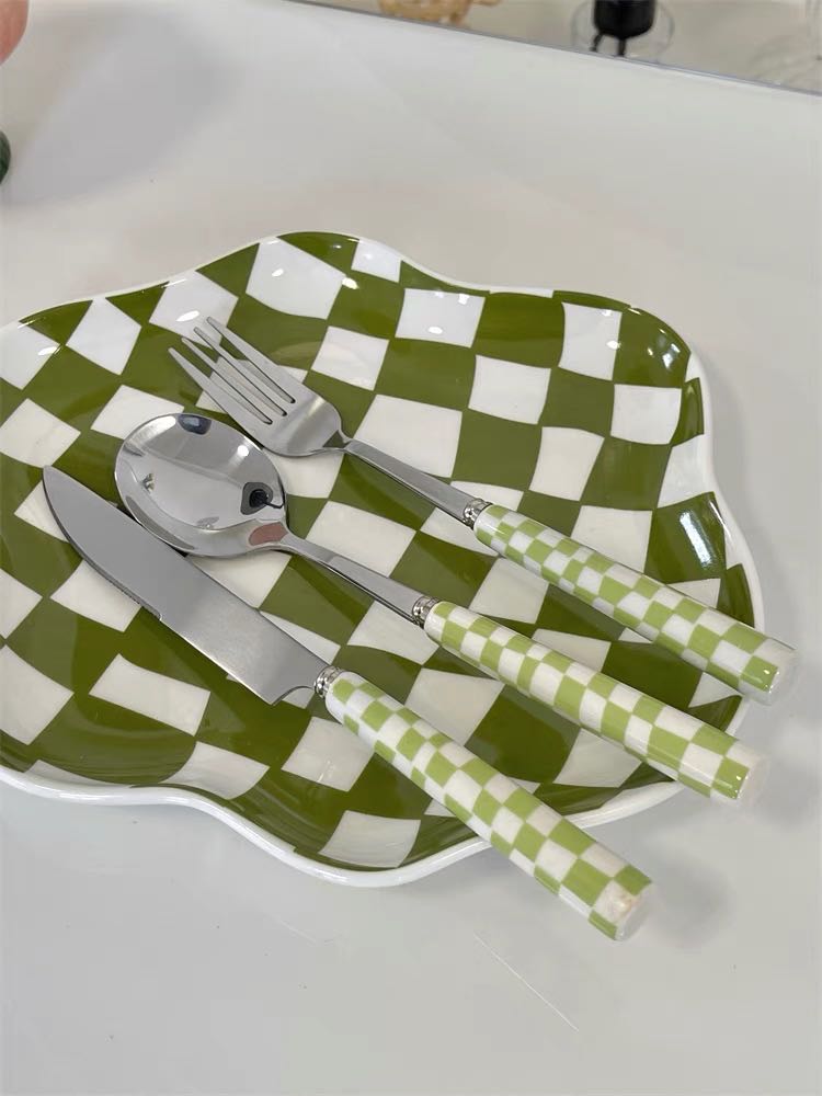 EarthTone Checkered Flatware
