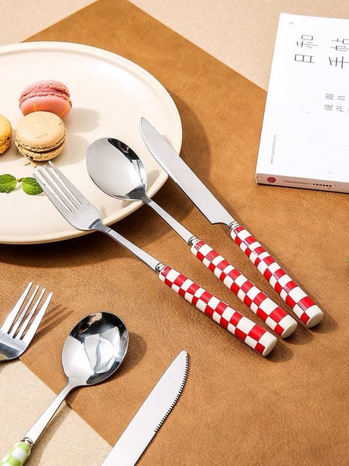 EarthTone Checkered Flatware