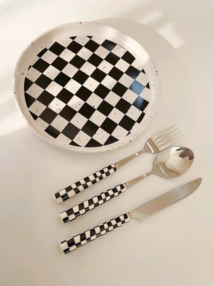 EarthTone Checkered Flatware