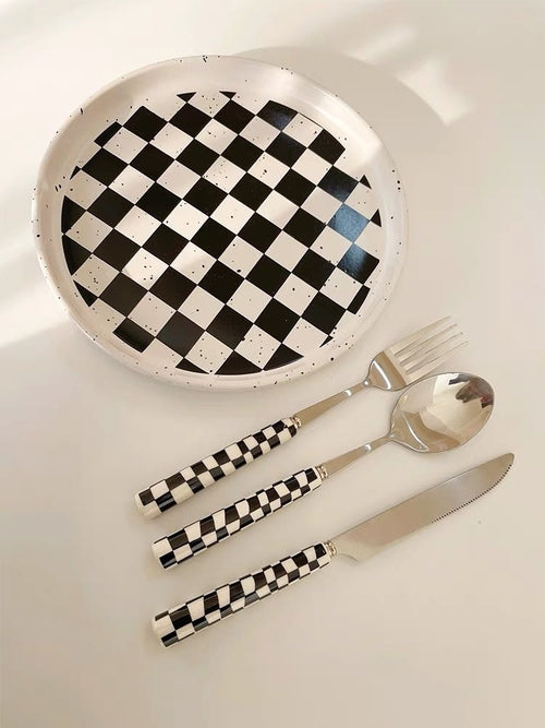 EarthTone Checkered Flatware