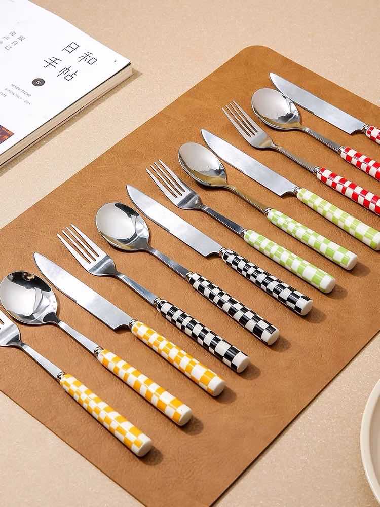 EarthTone Checkered Flatware