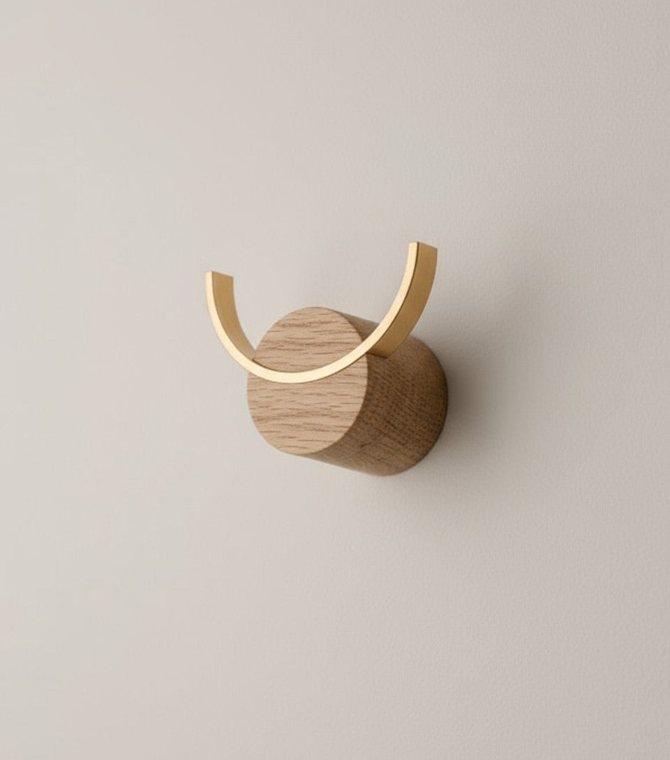 Deer Oak & Brass Wall Hook