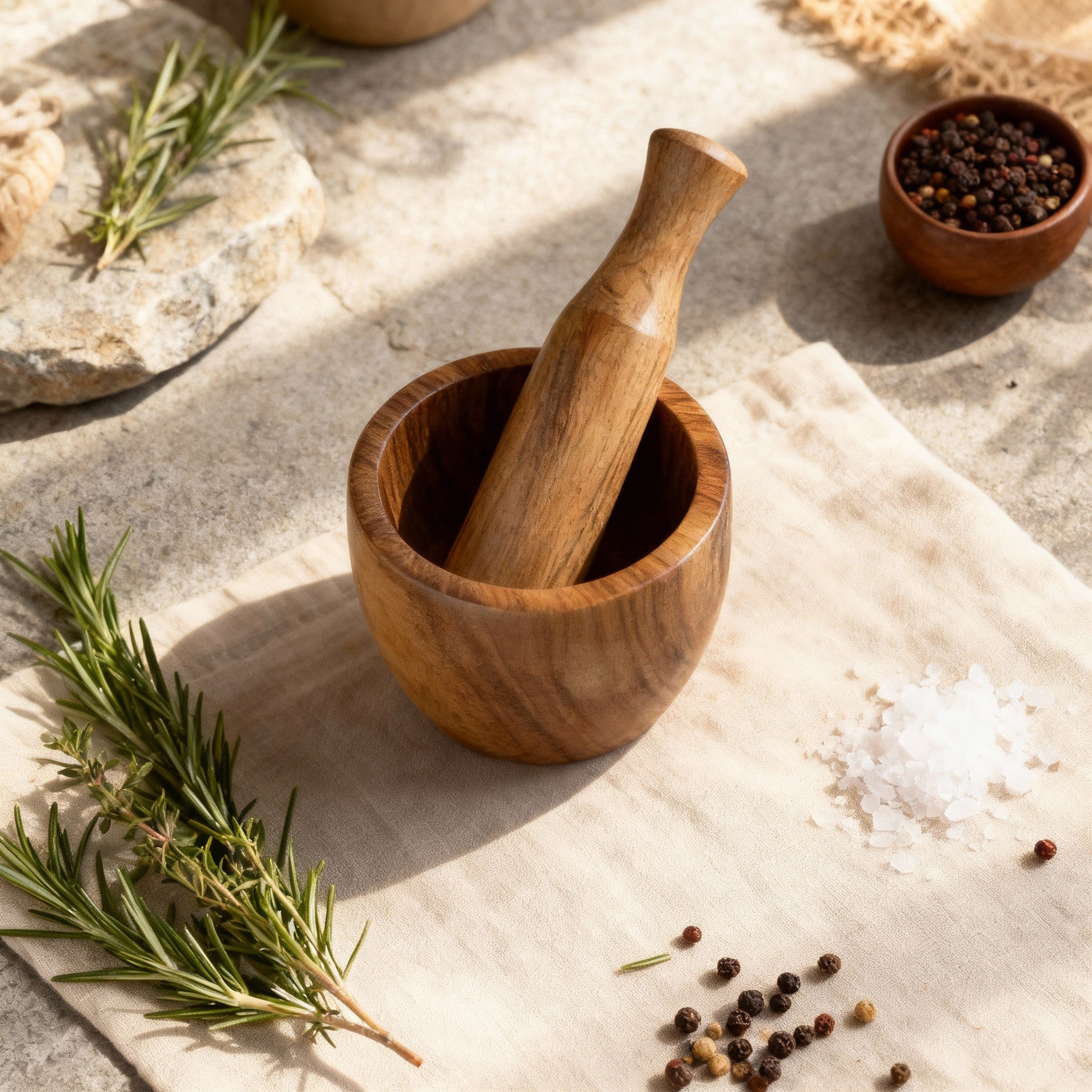 Wooden Mortar & Pestle