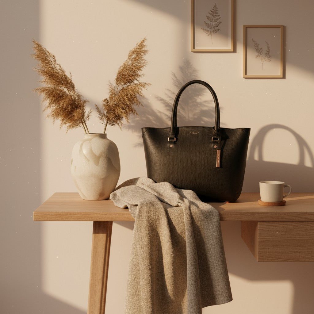 Sophie Black Vegan Tote Bag