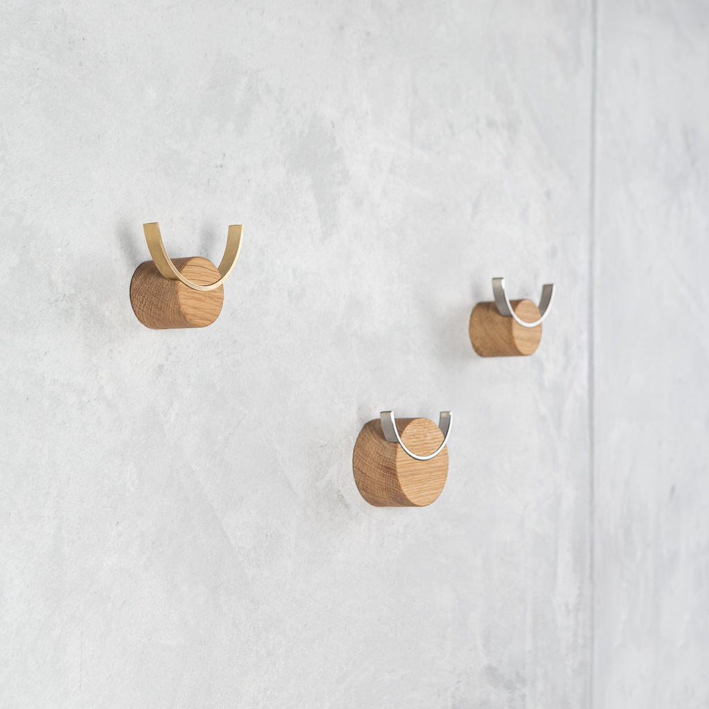Deer Oak & Brass Wall Hook