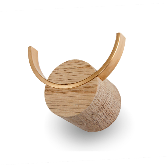 Deer Oak & Brass Wall Hook